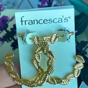 NWT Francesca leaf half hoops
